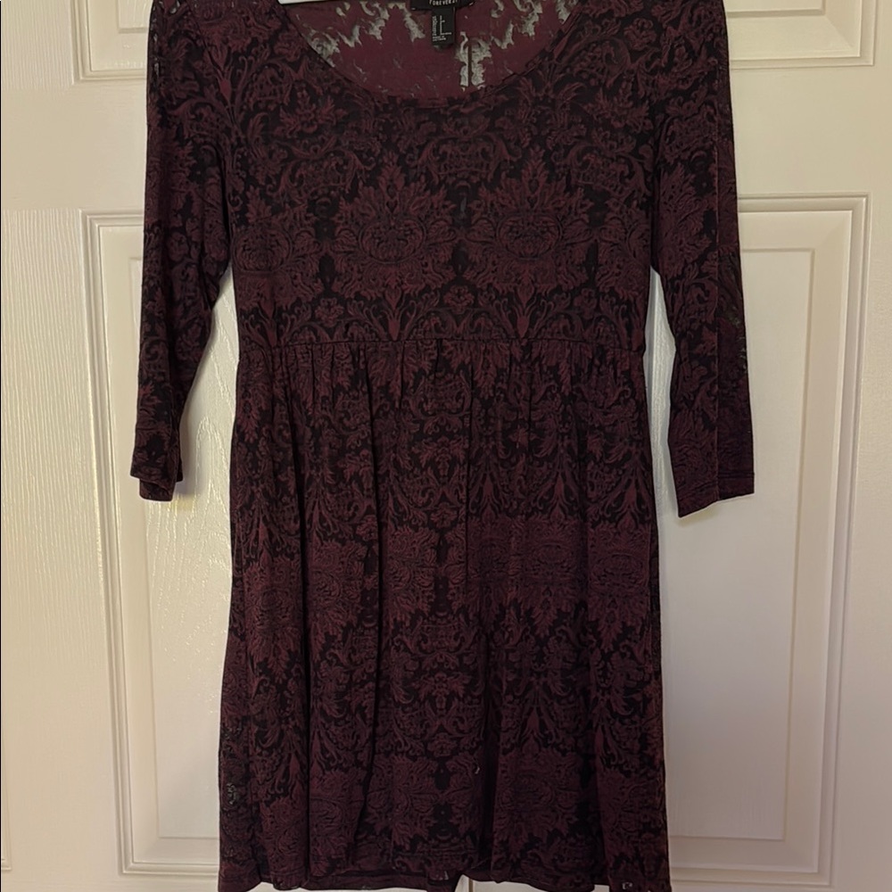 Burgundy rich weave, lined dress; perfect for fall or summer